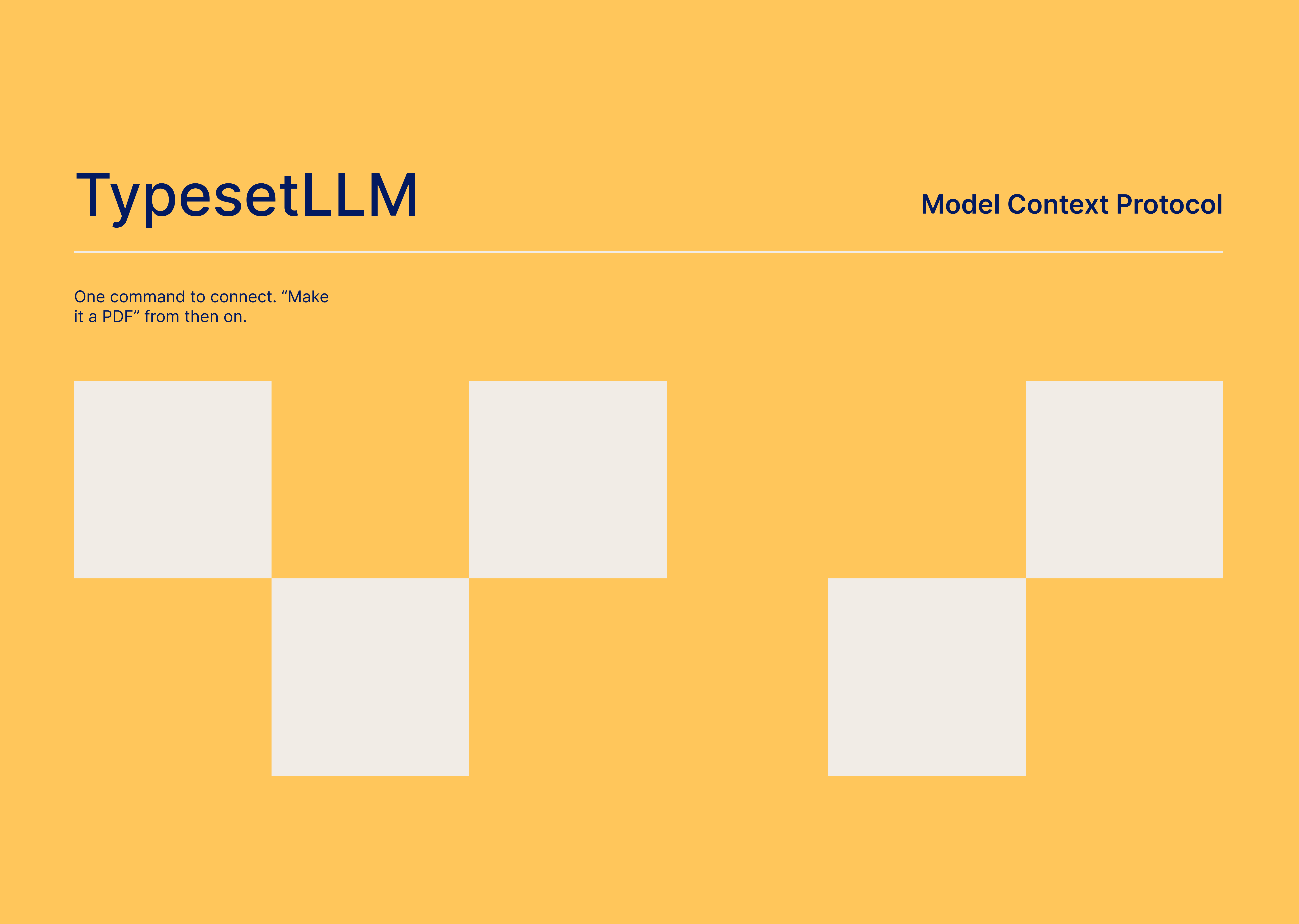 TypesetLLM Model Context Protocol slide: one command to connect